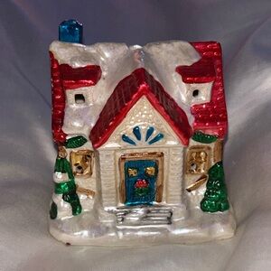 Vintage Christmas House Tea Light Candle holder